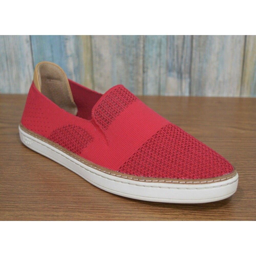 UGG Sammy Chevron Sneakers Women's 9 Red Slip On Knit Walking Shoes 1016758